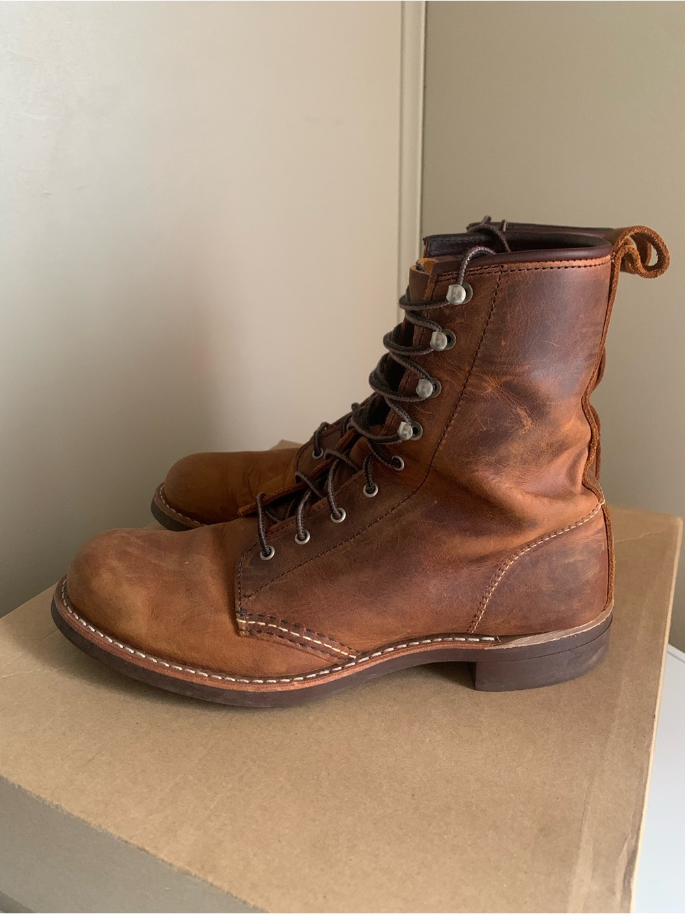 Red Wing Shoes Brown Leather Lace-Up Boots